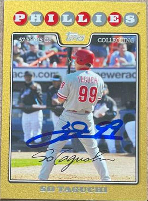 So Taguchi Signed 2008 Topps Gold Updates & Highlights Baseball Card - Philadelphia Phillies