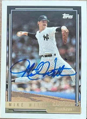 Mike Witt Signed 1992 Topps Gold Winner Baseball Card - New York Yankees