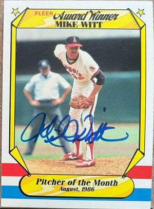 Mike Witt Signed 1987 Fleer Award Winners Baseball Card - California Angels