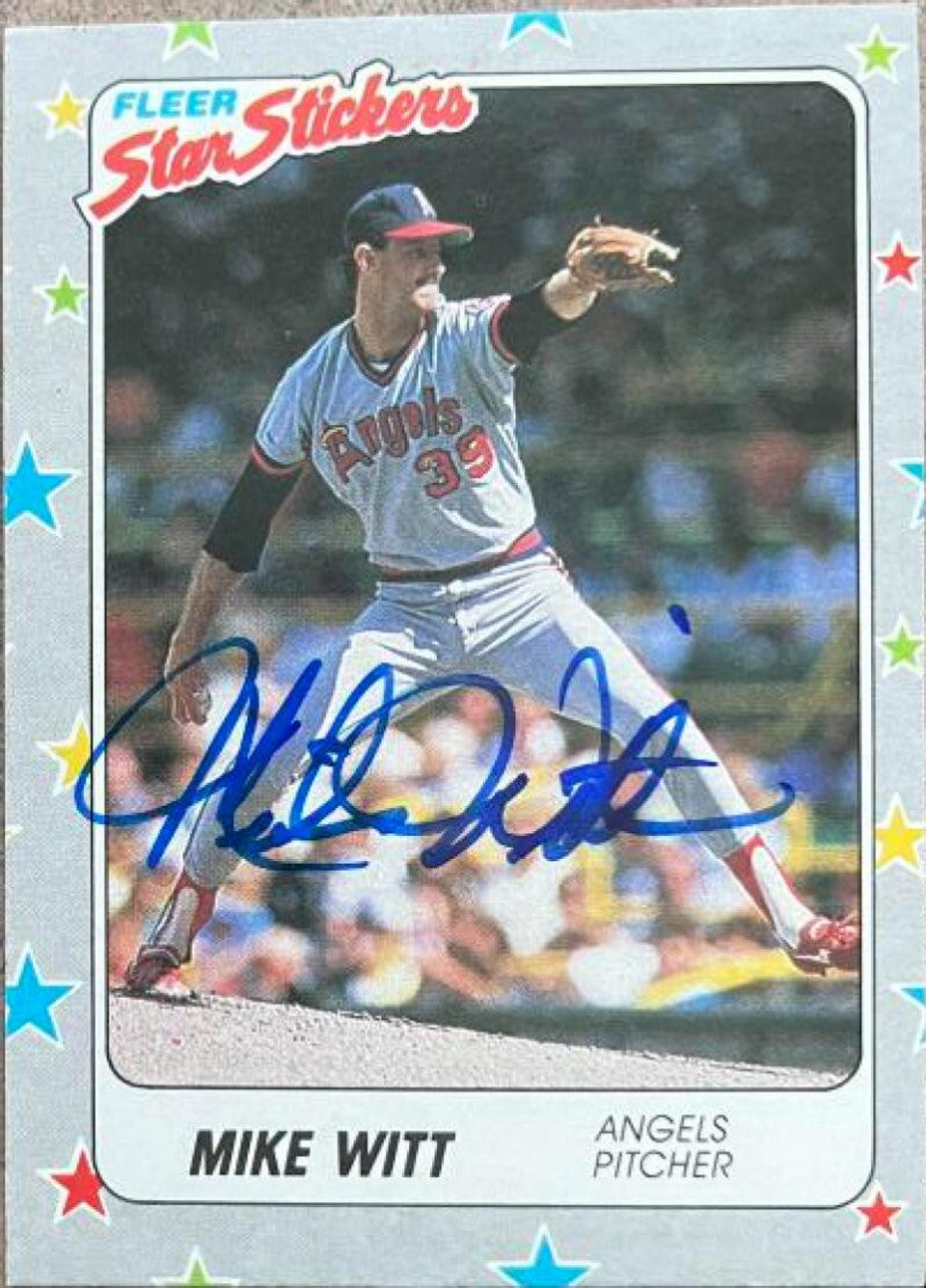 Mike Witt Signed 1988 Fleer Star Stickers Baseball Card - California Angels