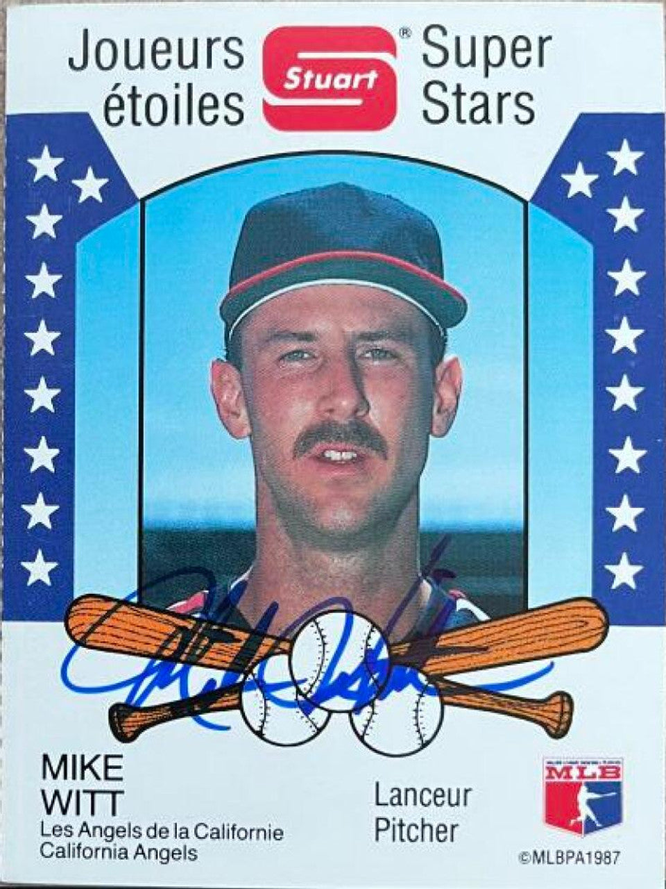 Mike Witt Signed 1987 Stuart Super Stars Baseball Card - California Angels