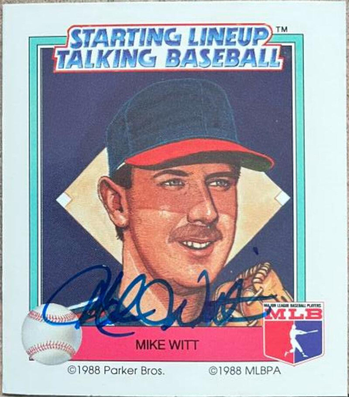 Mike Witt Signed 1988 Parker Bros Starting Lineup Talking Baseball Card - California Angels