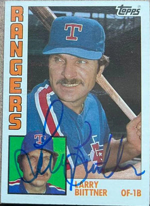 Larry Biittner Signed 1984 Topps Baseball Card - Texas Rangers