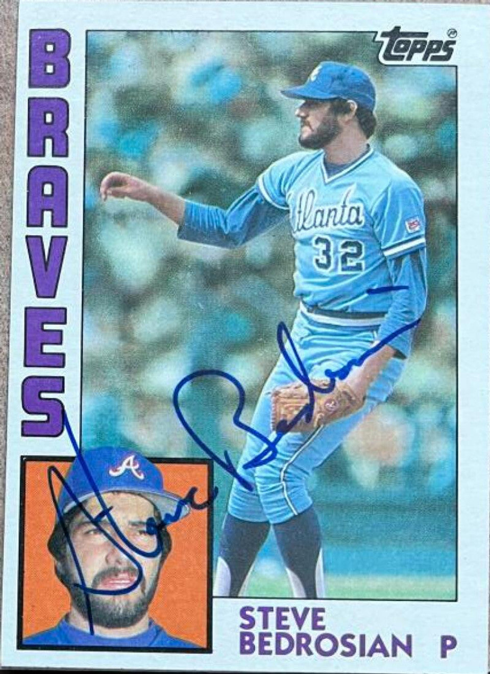 Steve Bedrosian Signed 1984 Topps Baseball Card - Atlanta Braves