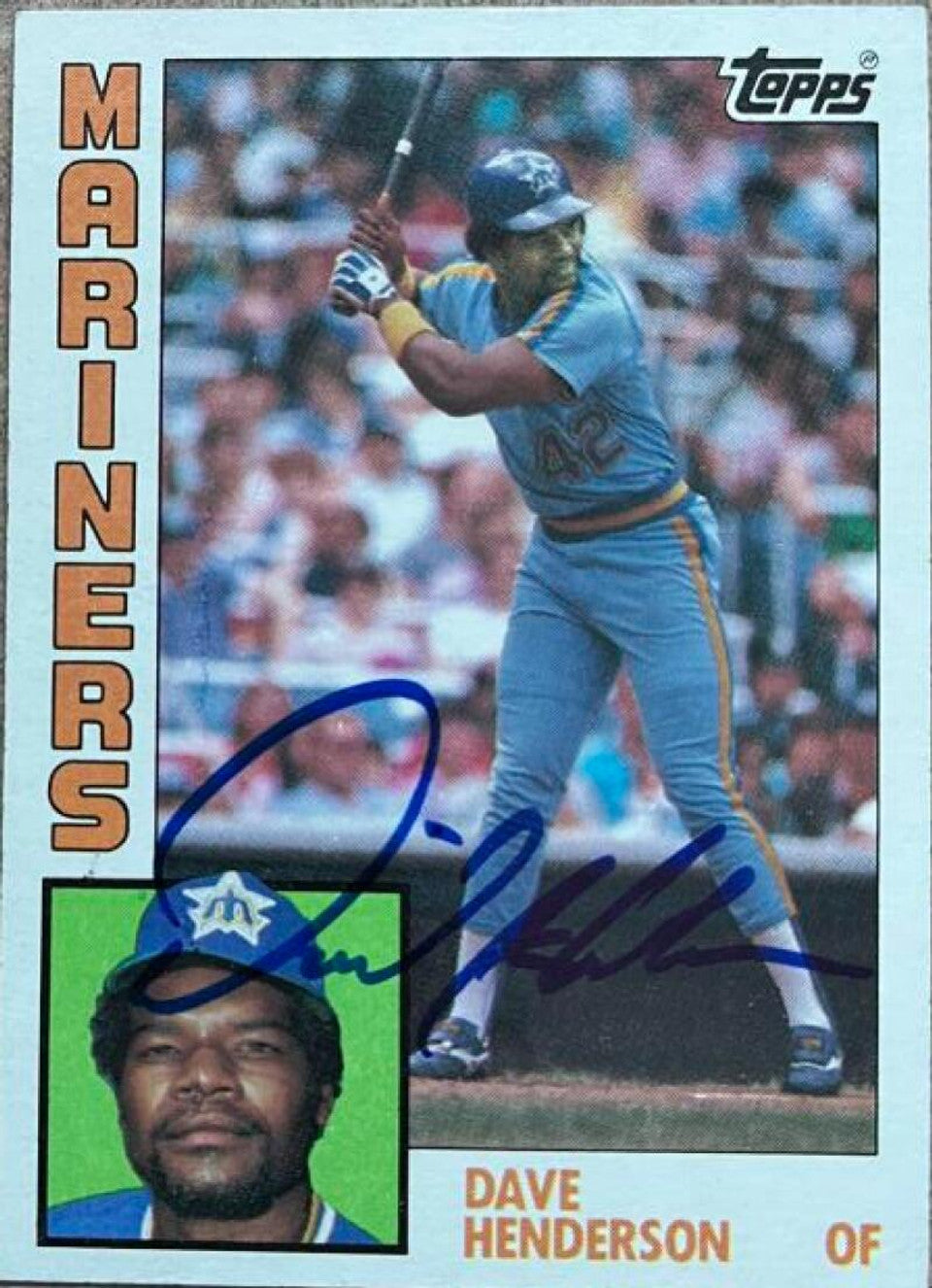 Dave Henderson Signed 1984 Topps Baseball Card - Seattle Mariners