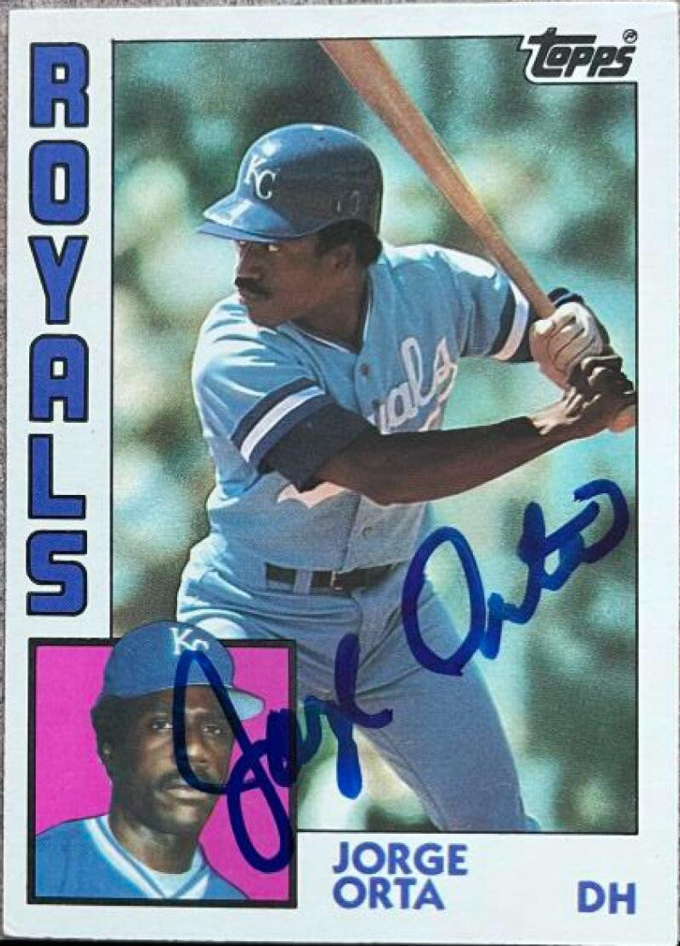 Jorge Orta Signed 1984 Topps Baseball Card - Kansas City Royals