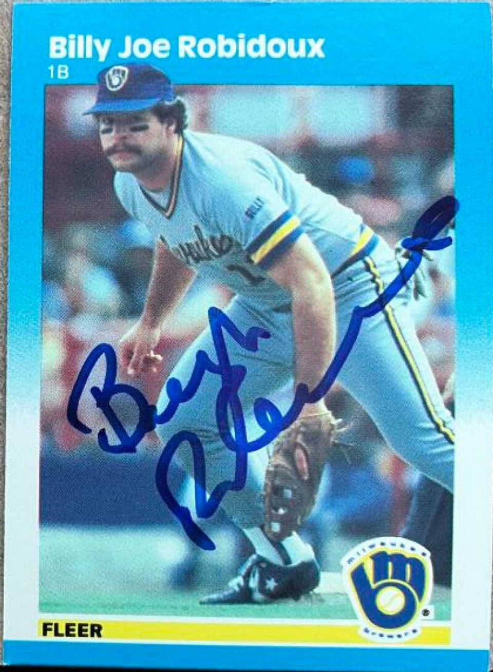 Billy Jo Robidoux Signed 1987 Fleer Baseball Card - Milwaukee Brewers