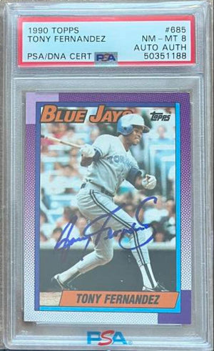 Tony Fernandez Signed 1990 Topps Baseball Card - Toronto Blue Jays - PSA/DNA Authentication