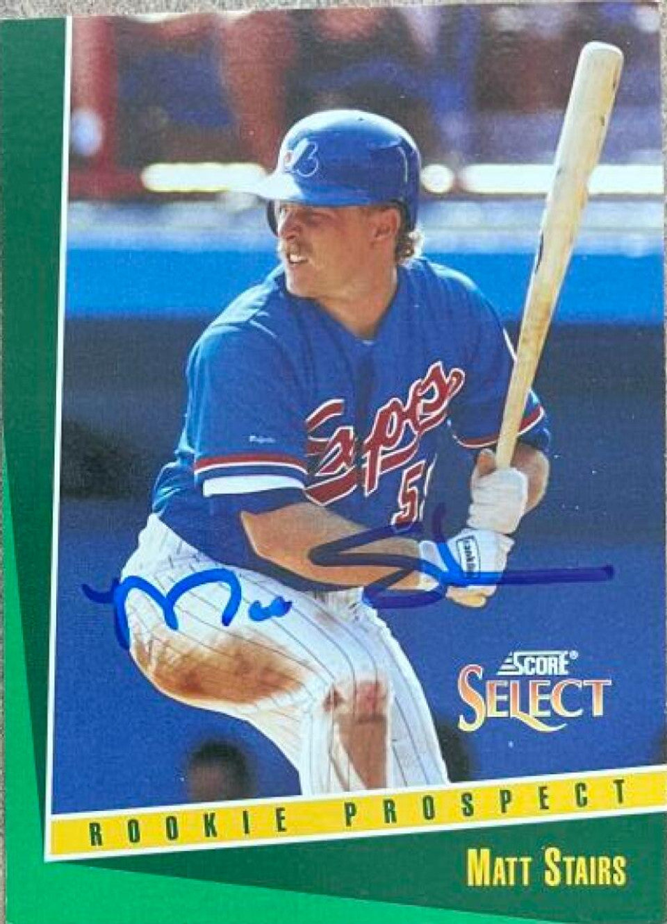 Matt Stairs Signed 1993 Score Select Baseball Card - Montreal Expos