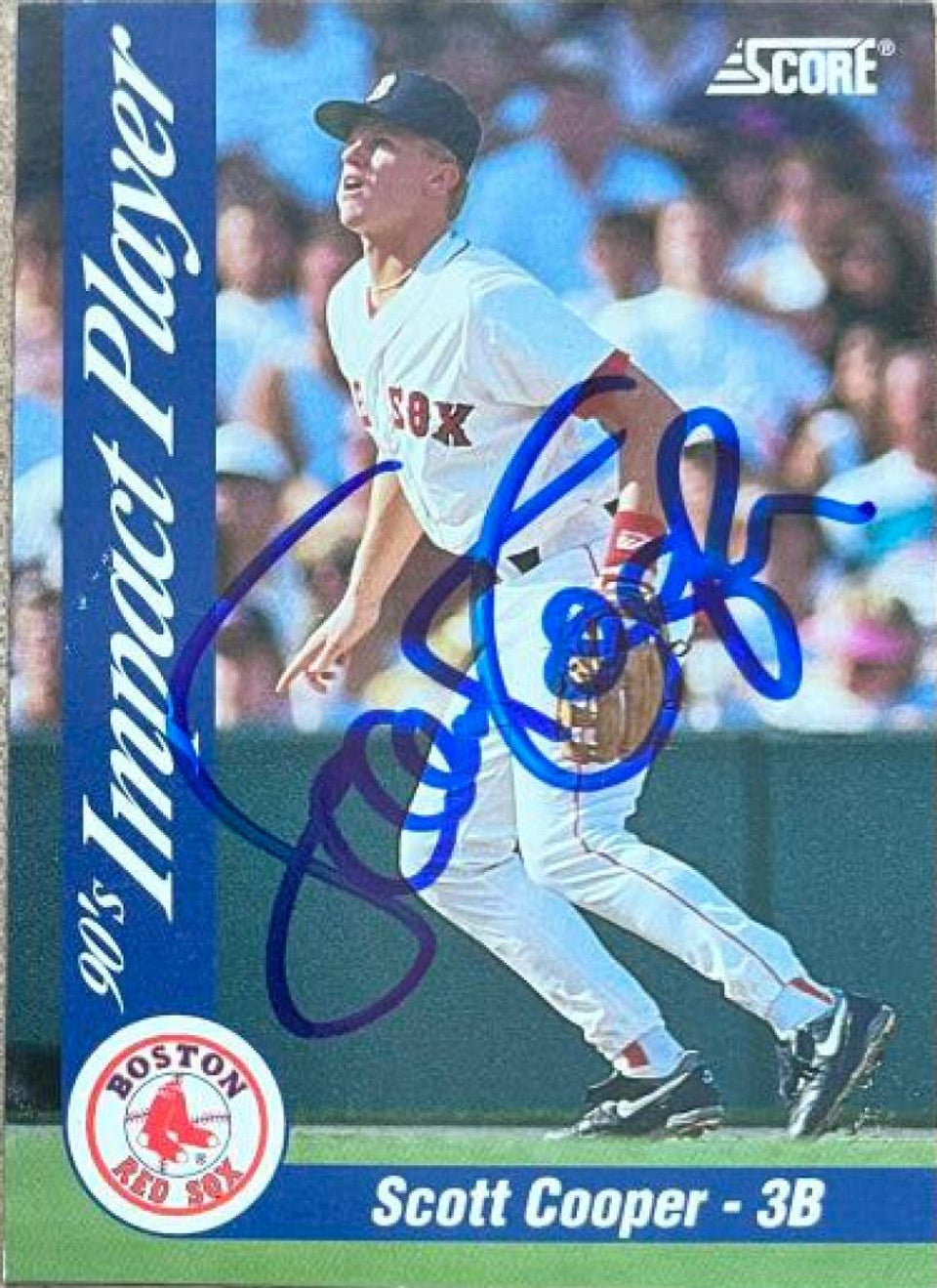 Scott Cooper Signed 1992 Score Impact Players Baseball Card - Boston Red Sox