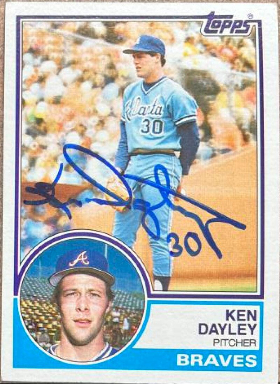 Ken Dayley Signed 1983 Topps Baseball Card - Atlanta Braves