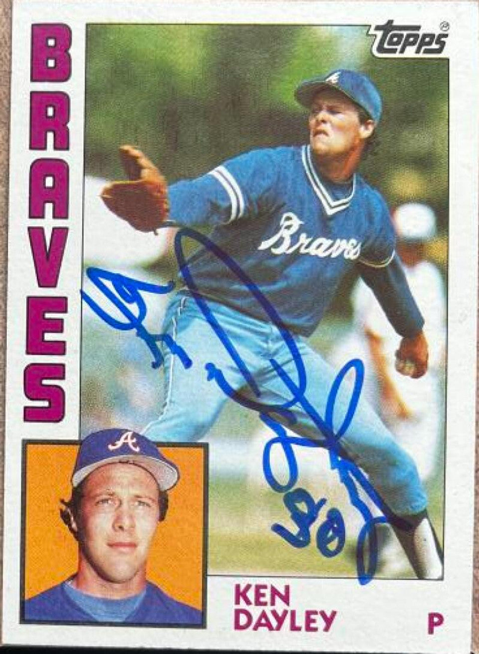 Ken Dayley Signed 1984 Topps Baseball Card - Atlanta Braves