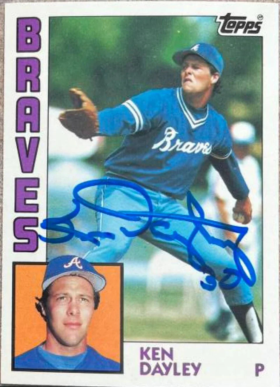 ケン・デイリー直筆サイン入り 1984 Topps ティファニー ベースボールカード - アトランタ ブレーブス