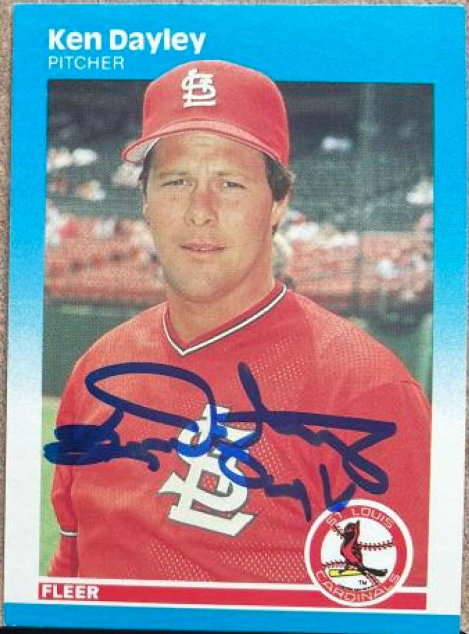 Ken Dayley Signed 1987 Fleer Baseball Card - St Louis Cardinals