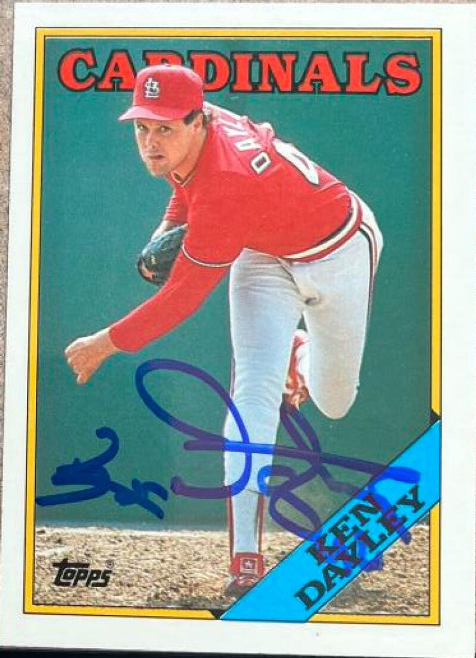 ケン・デイリー直筆サイン入り 1988 Topps ティファニー ベースボールカード - セントルイス・カーディナルス