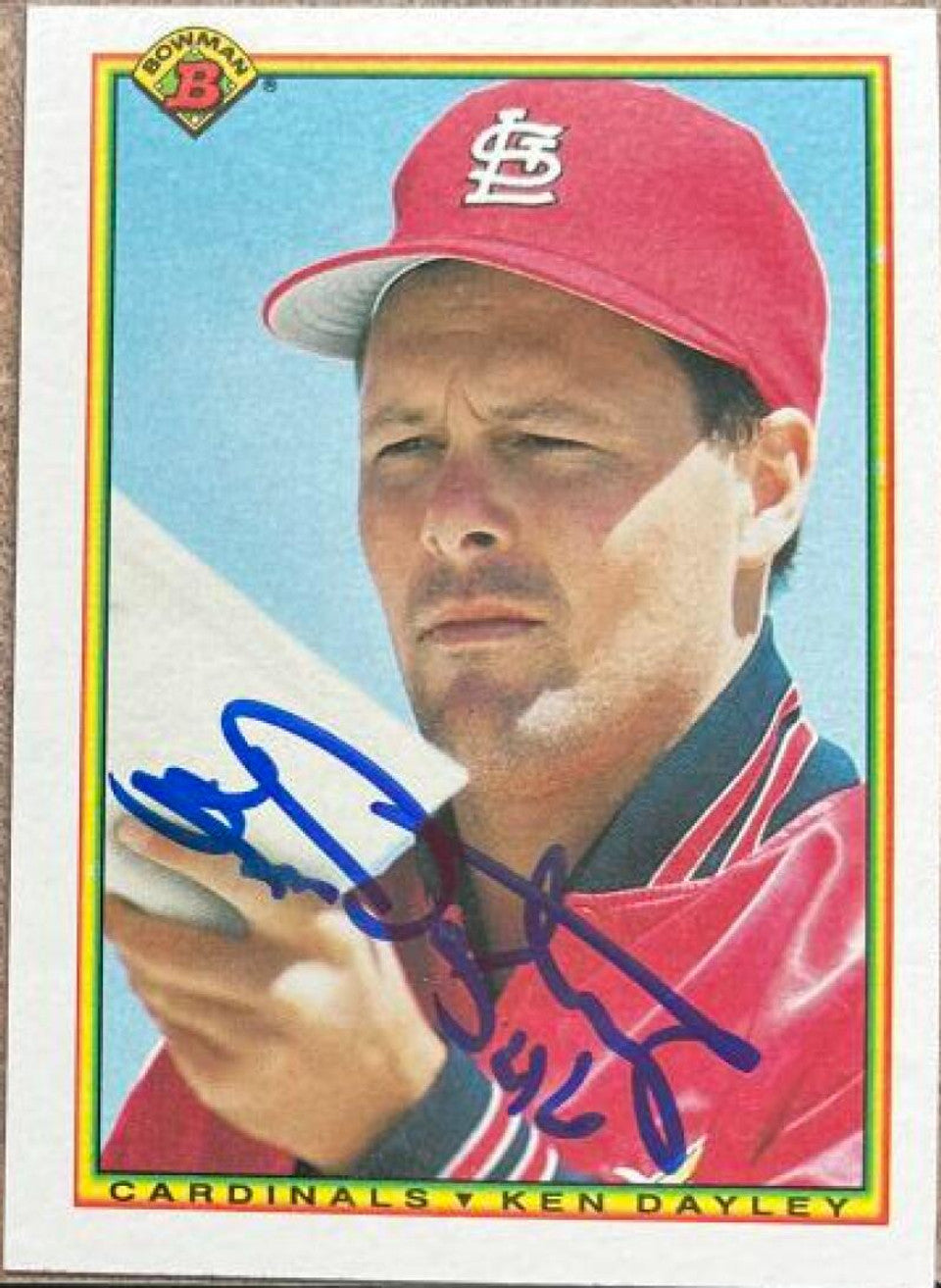 Ken Dayley Signed 1990 Bowman Baseball Card - St Louis Cardinals