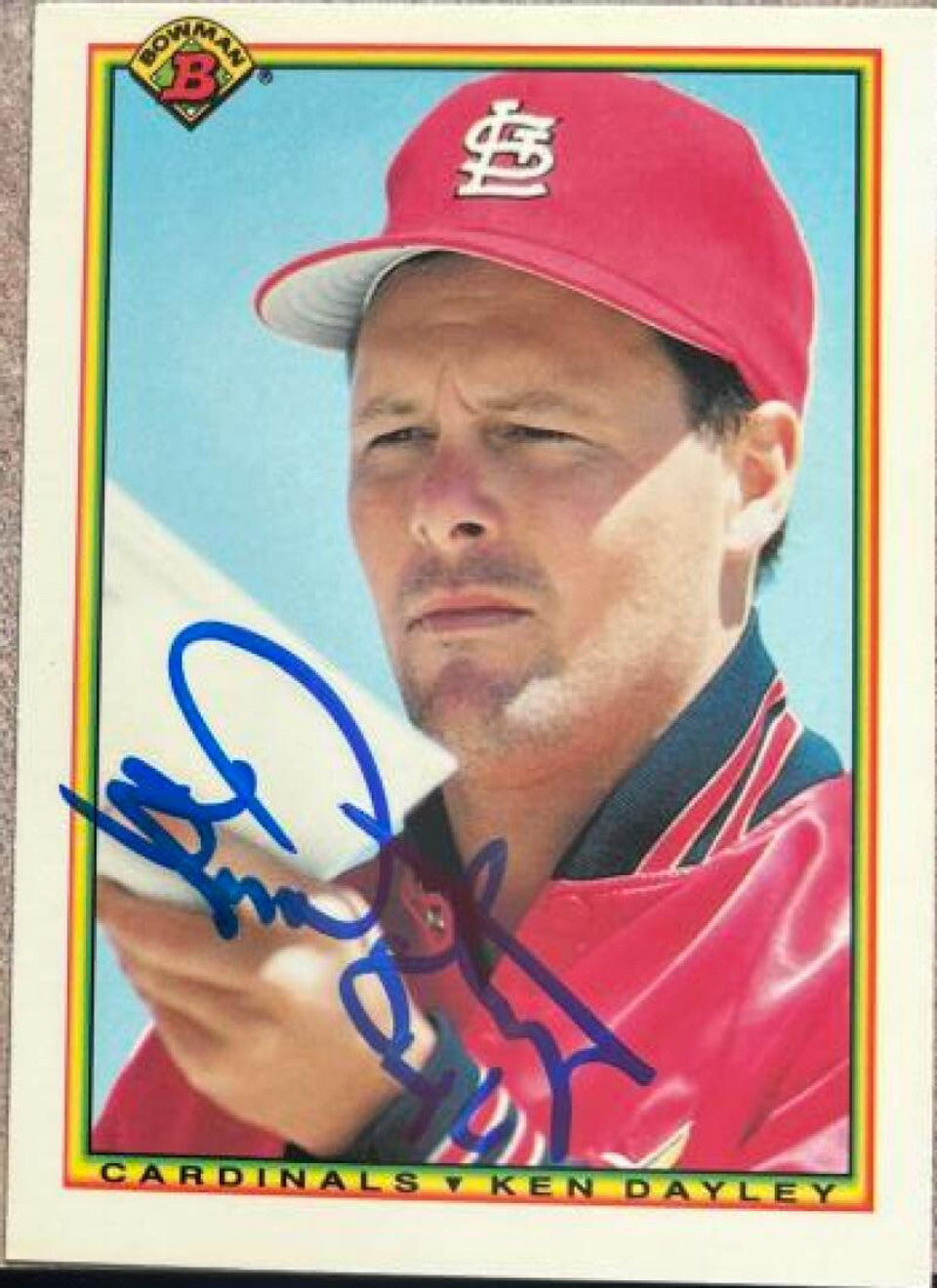 Ken Dayley Signed 1990 Bowman Tiffany Baseball Card - St Louis Cardinals