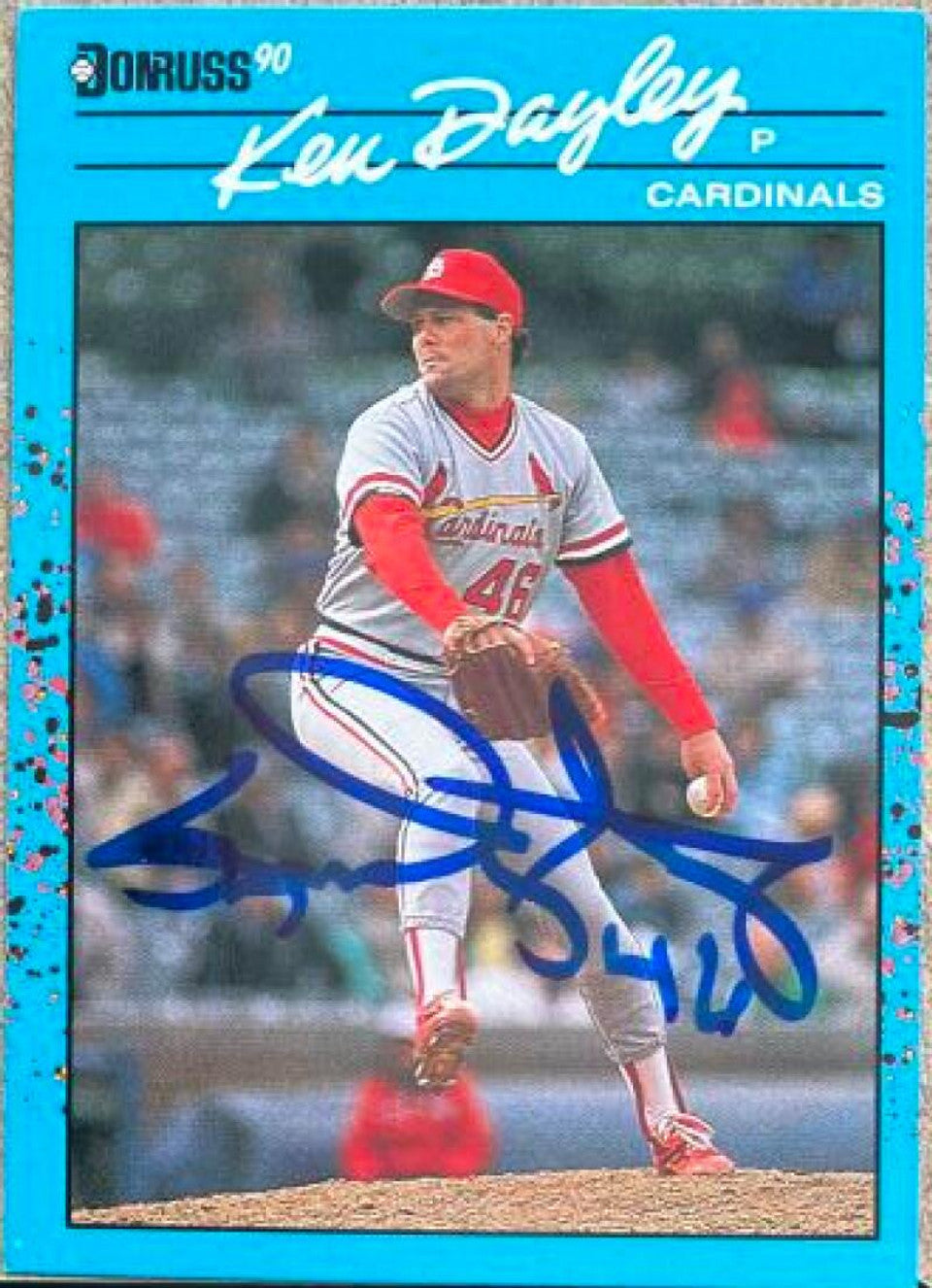 Ken Dayley Signed 1990 Donruss Best of the NL Baseball Card - St Louis Cardinals