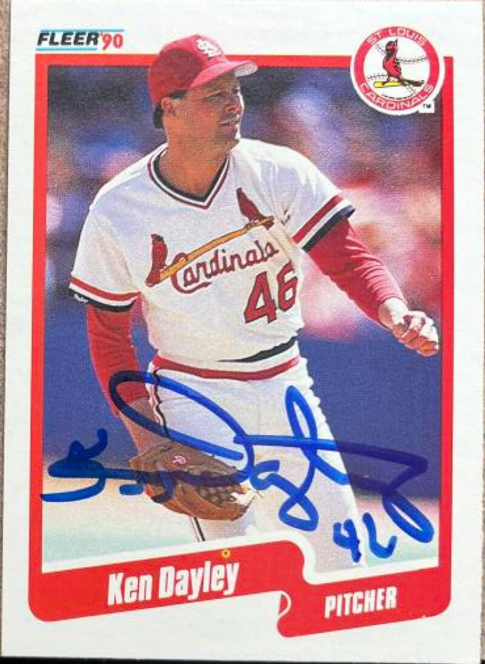 Ken Dayley Signed 1990 Fleer Baseball Card - St Louis Cardinals