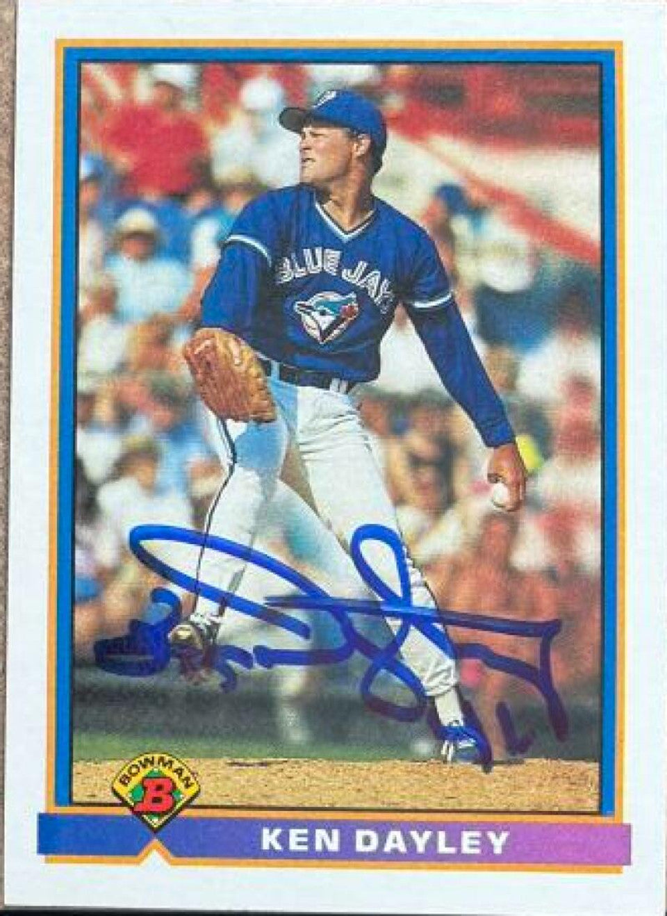 Ken Dayley Signed 1991 Bowman Baseball Card - Toronto Blue Jays