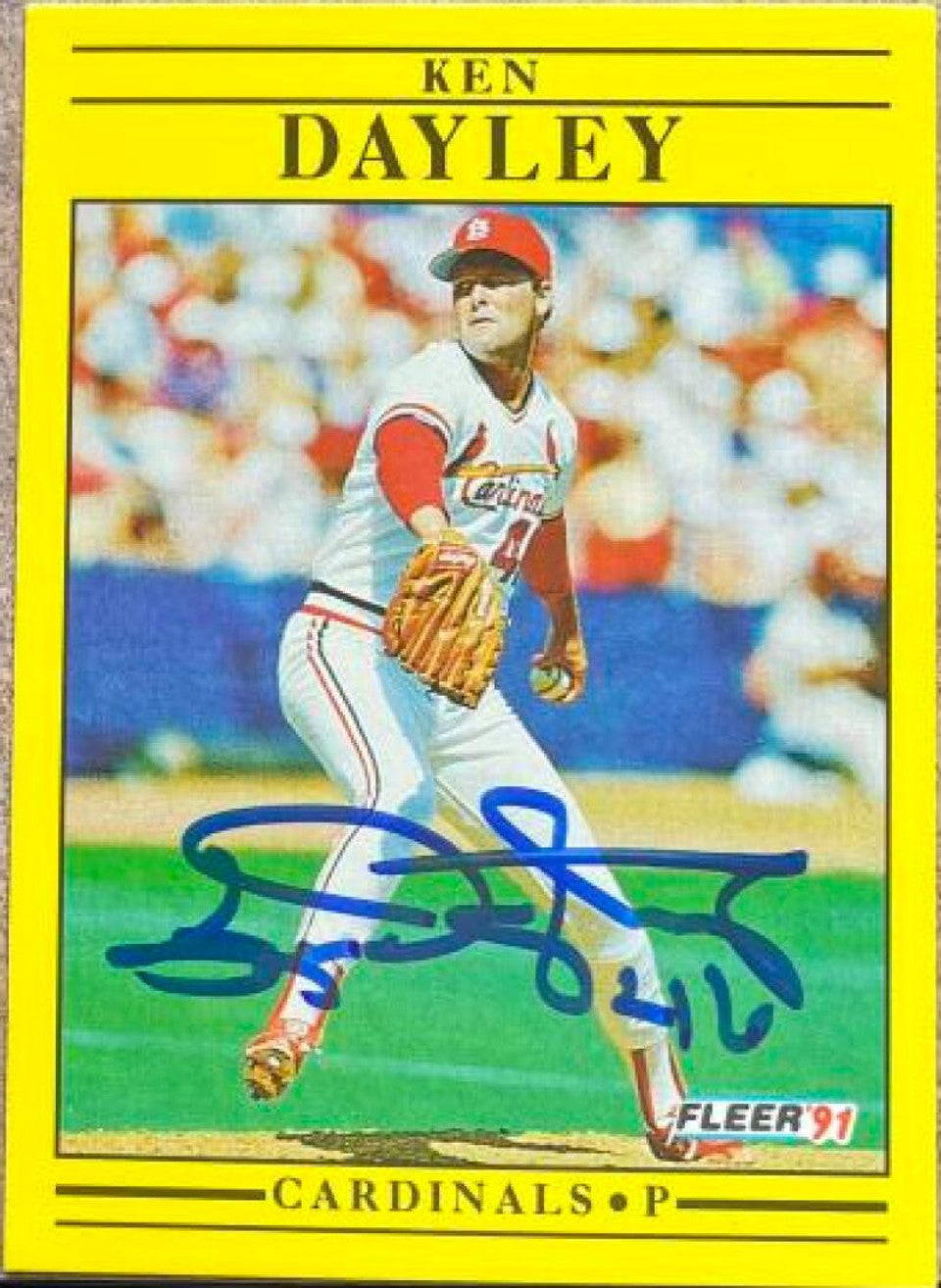 Ken Dayley Signed 1991 Fleer Baseball Card - St Louis Cardinals