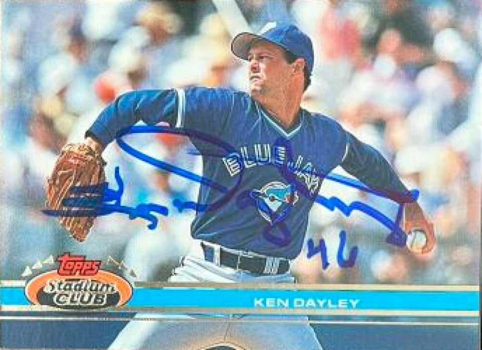 Ken Dayley Signed 1991 Stadium Club Baseball Card - Toronto Blue Jays