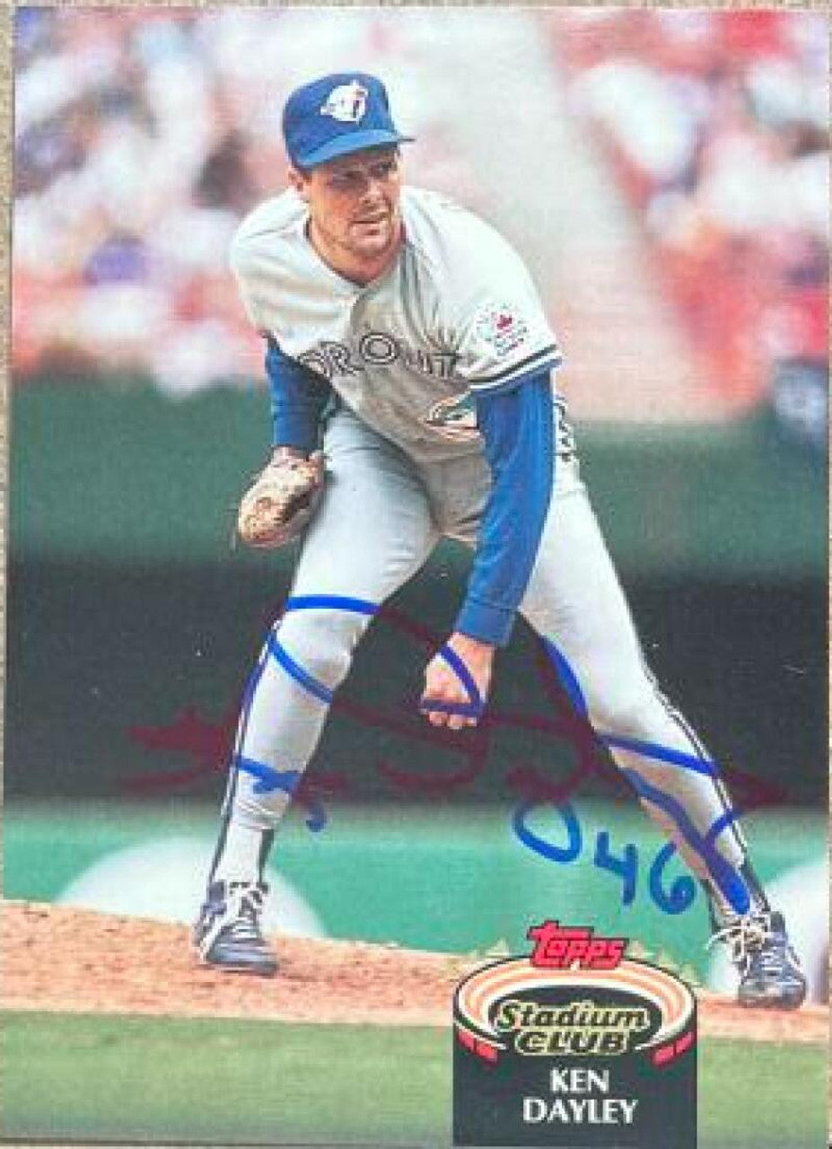 Ken Dayley Signed 1992 Stadium Club Baseball Card - Toronto Blue Jays