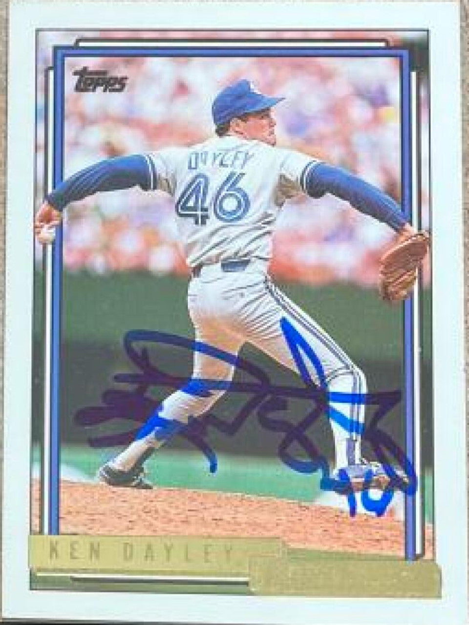 Ken Dayley Signed 1992 Topps Gold Baseball Card - Toronto Blue Jays