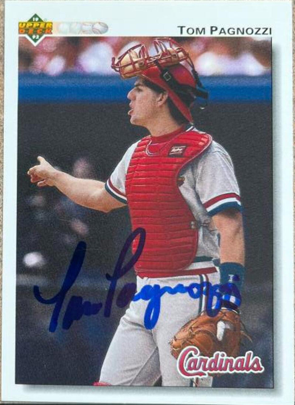 Tom Pagnozzi Signed 1992 Upper Deck Baseball Card - St Louis Cardinals