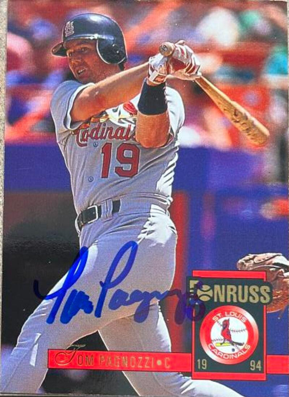 Tom Pagnozzi Signed 1994 Donruss Baseball Card - St Louis Cardinals