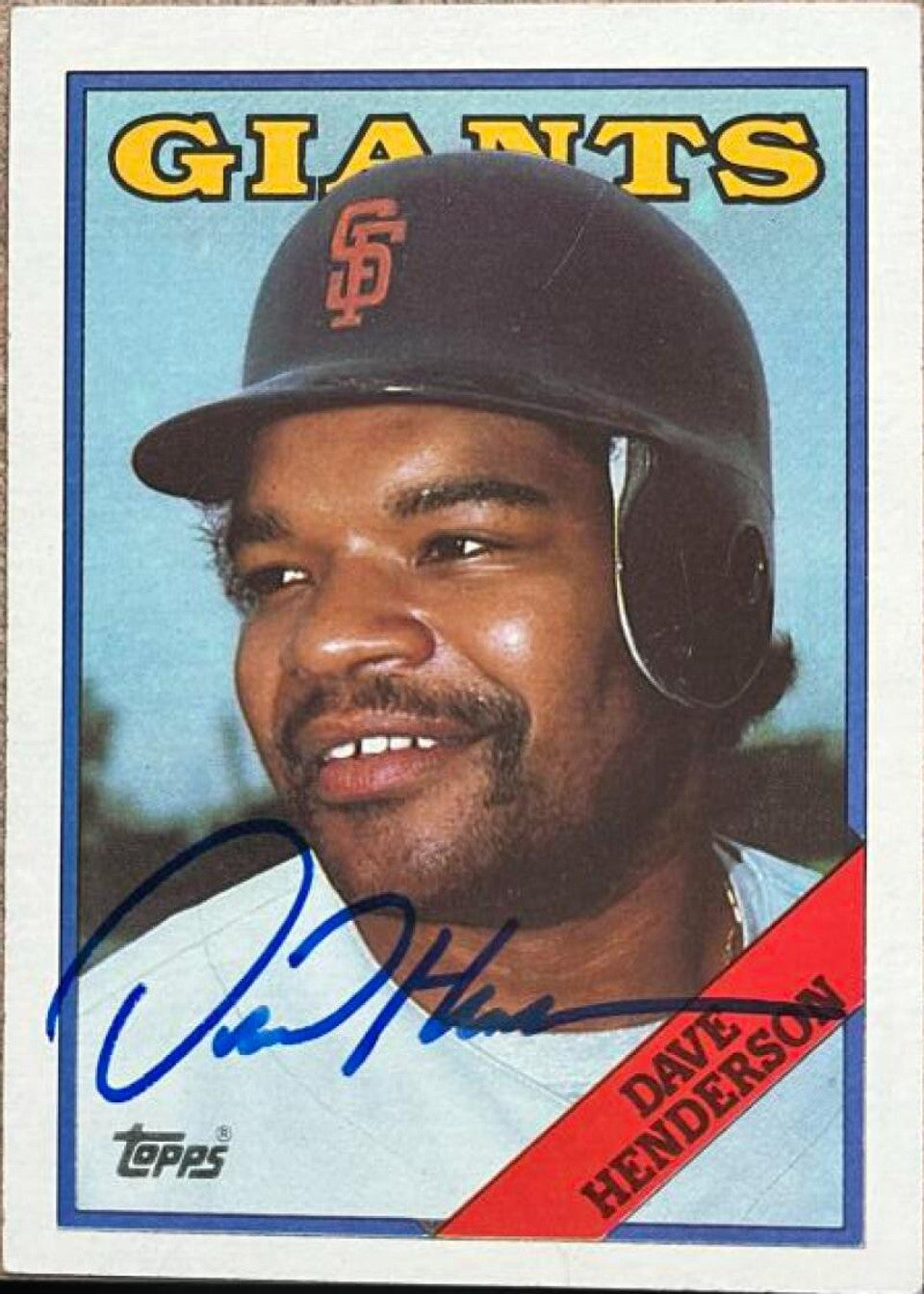 Dave Henderson Signed 1988 Topps Baseball Card - San Francisco Giants