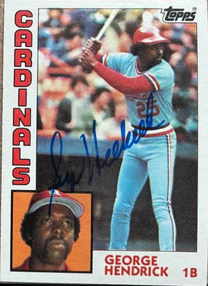 George Hendrick Signed 1984 Topps Baseball Card - St Louis Cardinals