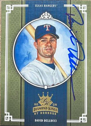 David Dellucci Signed 2005 Donruss Diamond Kings Baseball Card - Texas Rangers