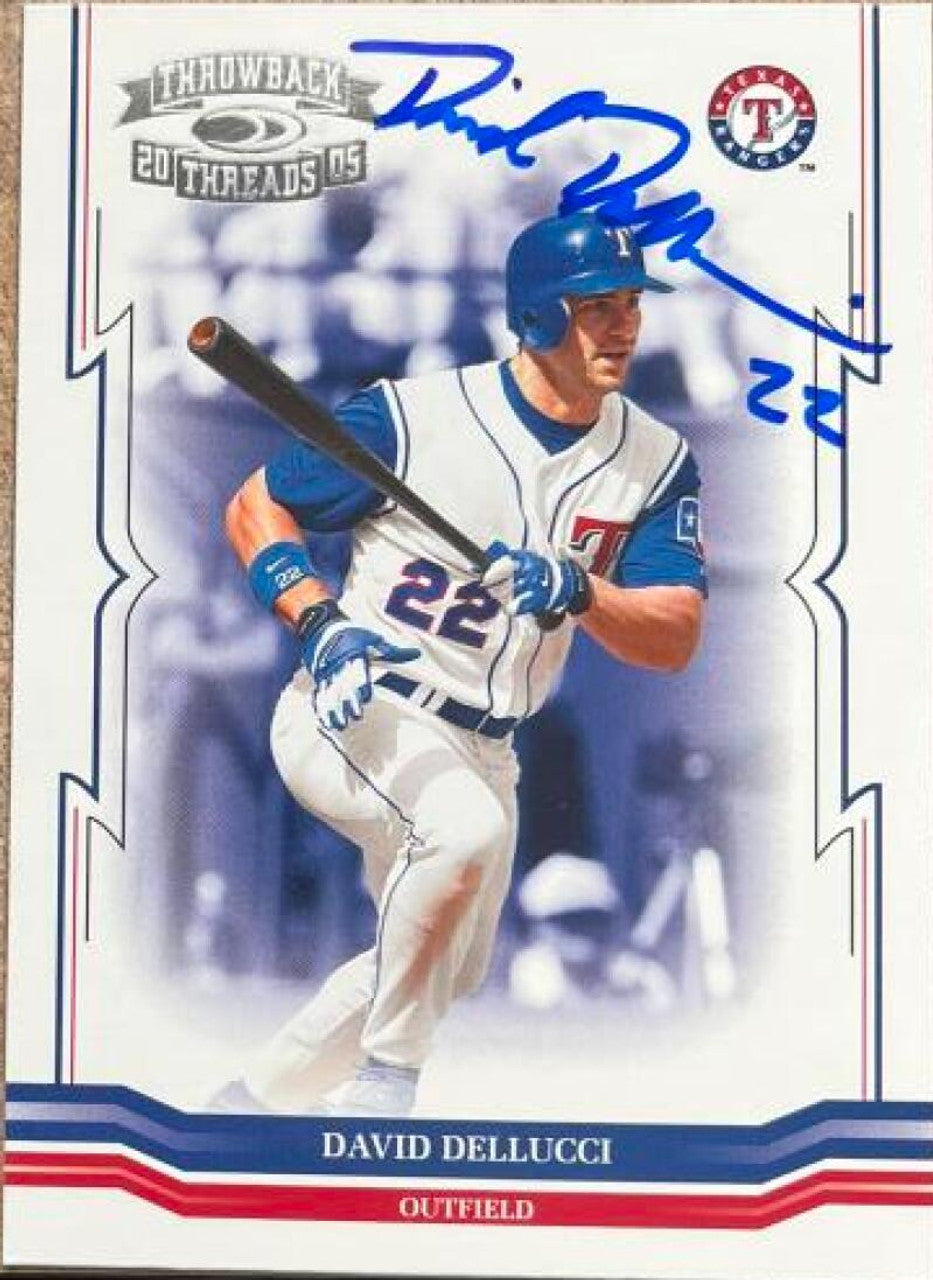 David Dellucci Signed 2005 Donruss Throwback Threads Baseball Card - Texas Rangers