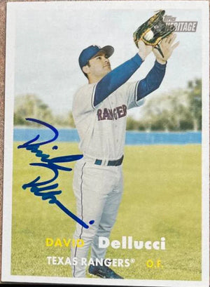 David Dellucci Signed 2006 Topps Heritage Baseball Card - Texas Rangers