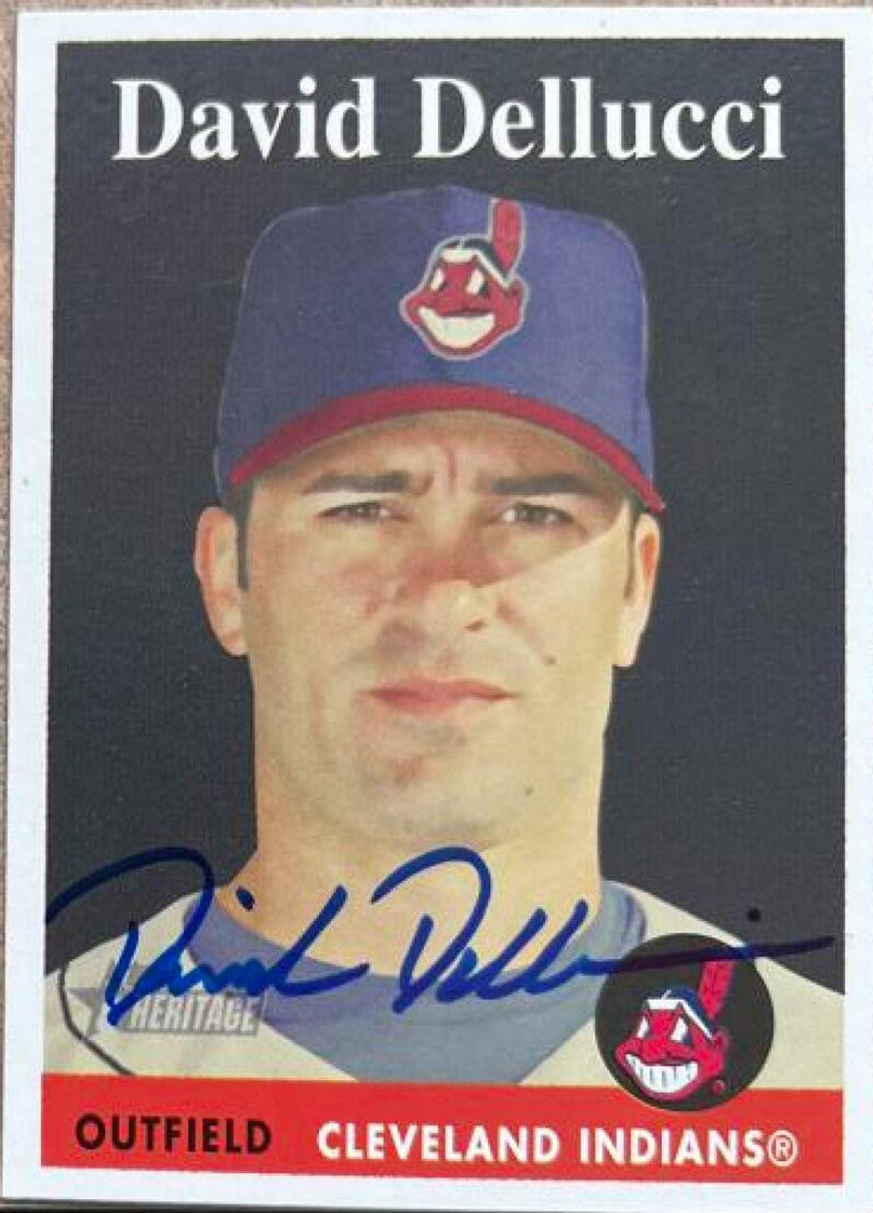 David Dellucci Signed 2007 Topps Heritage Baseball Card - Cleveland Indians