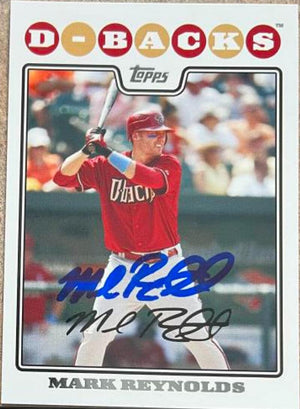 Mark Reynolds Signed 2008 Topps Baseball Card - Arizona Diamondbacks