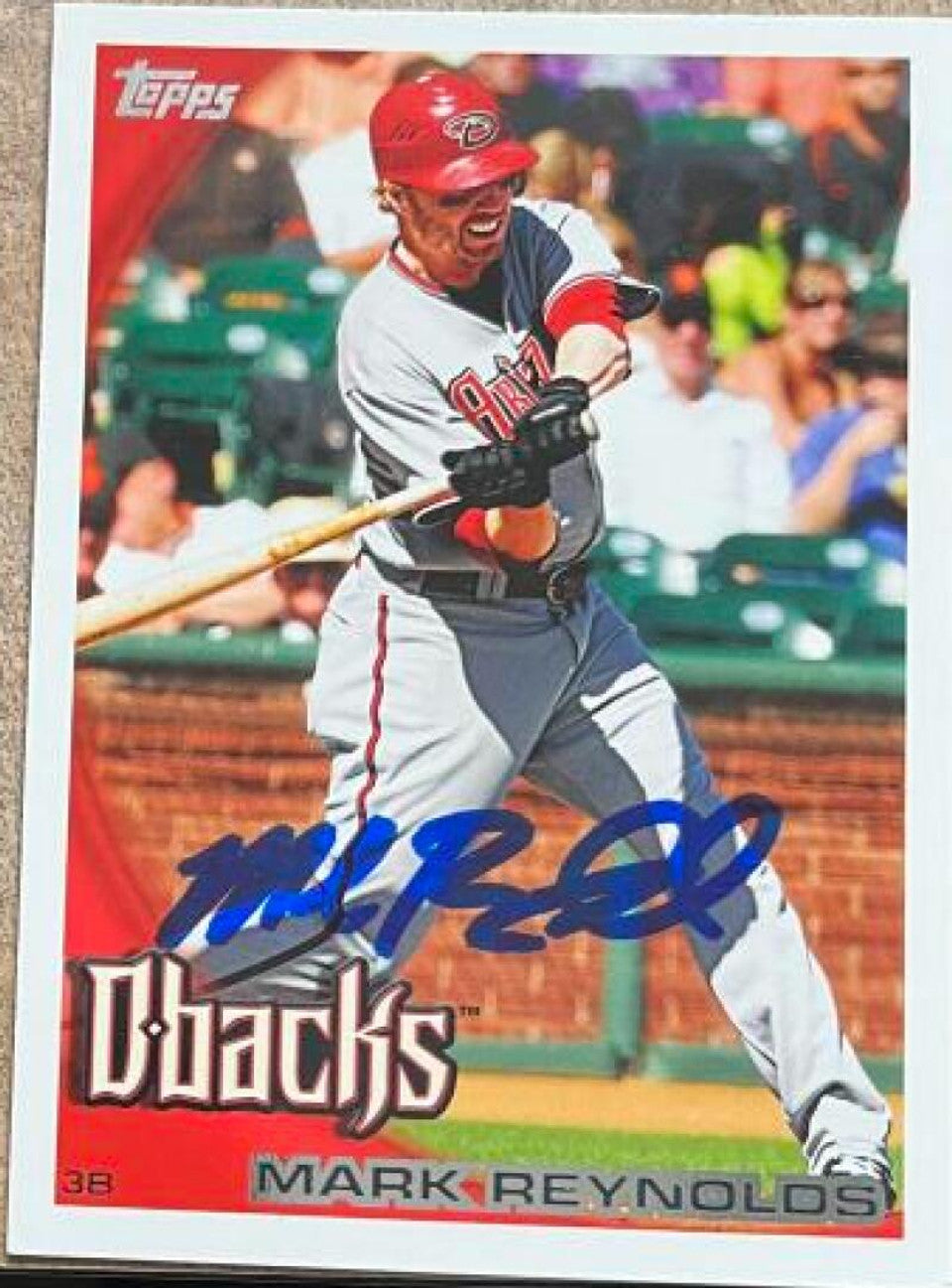 Mark Reynolds Signed 2010 Topps Baseball Card - Arizona Diamondbacks