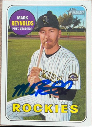 Mark Reynolds Signed 2018 Topps Heritage Baseball Card - Colorado Rockies