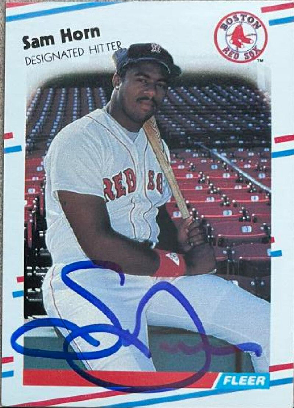 Sam Horn Signed 1988 Fleer Baseball Card - Boston Red Sox