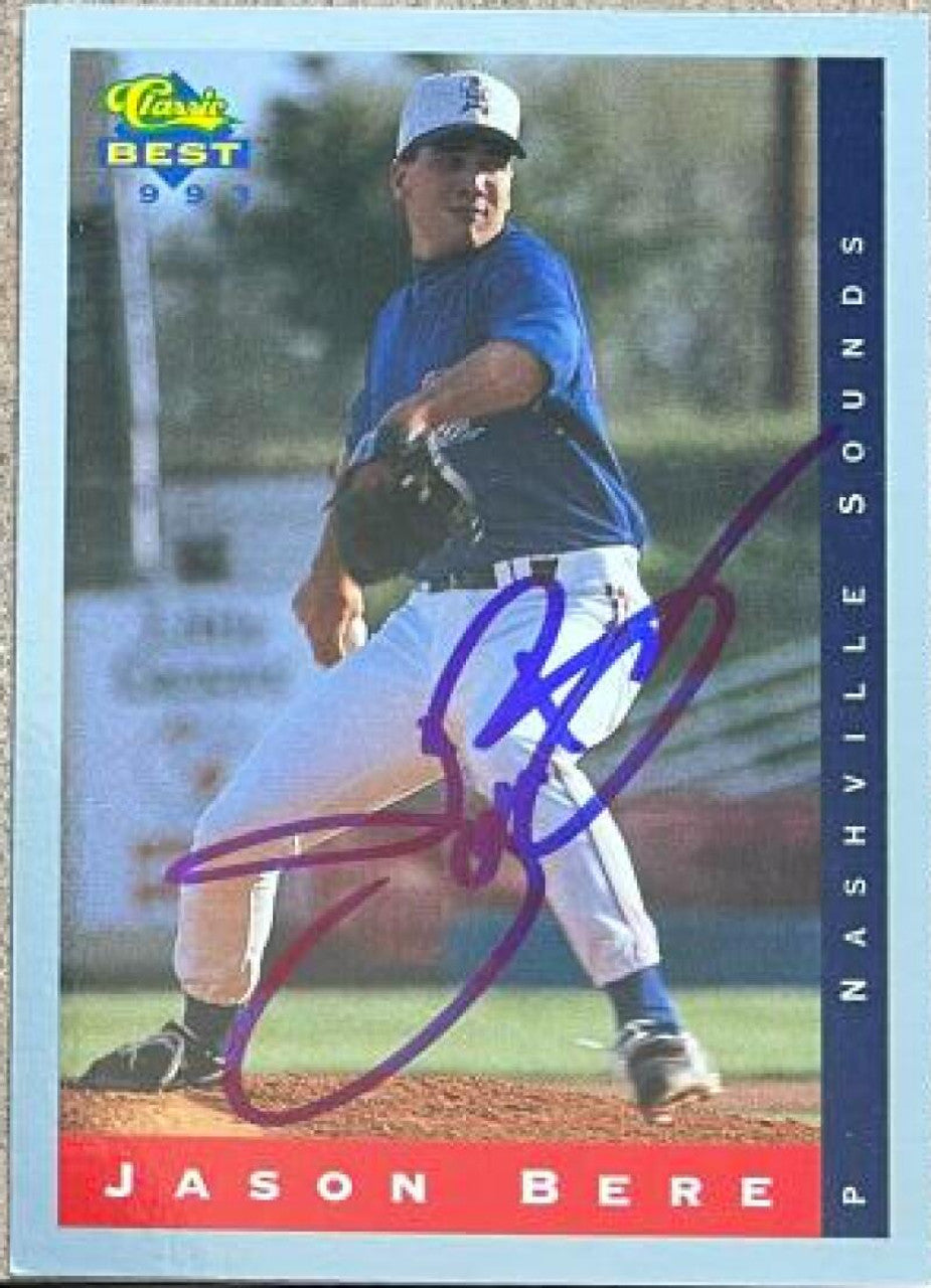 Jason Bere Signed 1993 Classic Best Baseball Card - Nashville Sounds