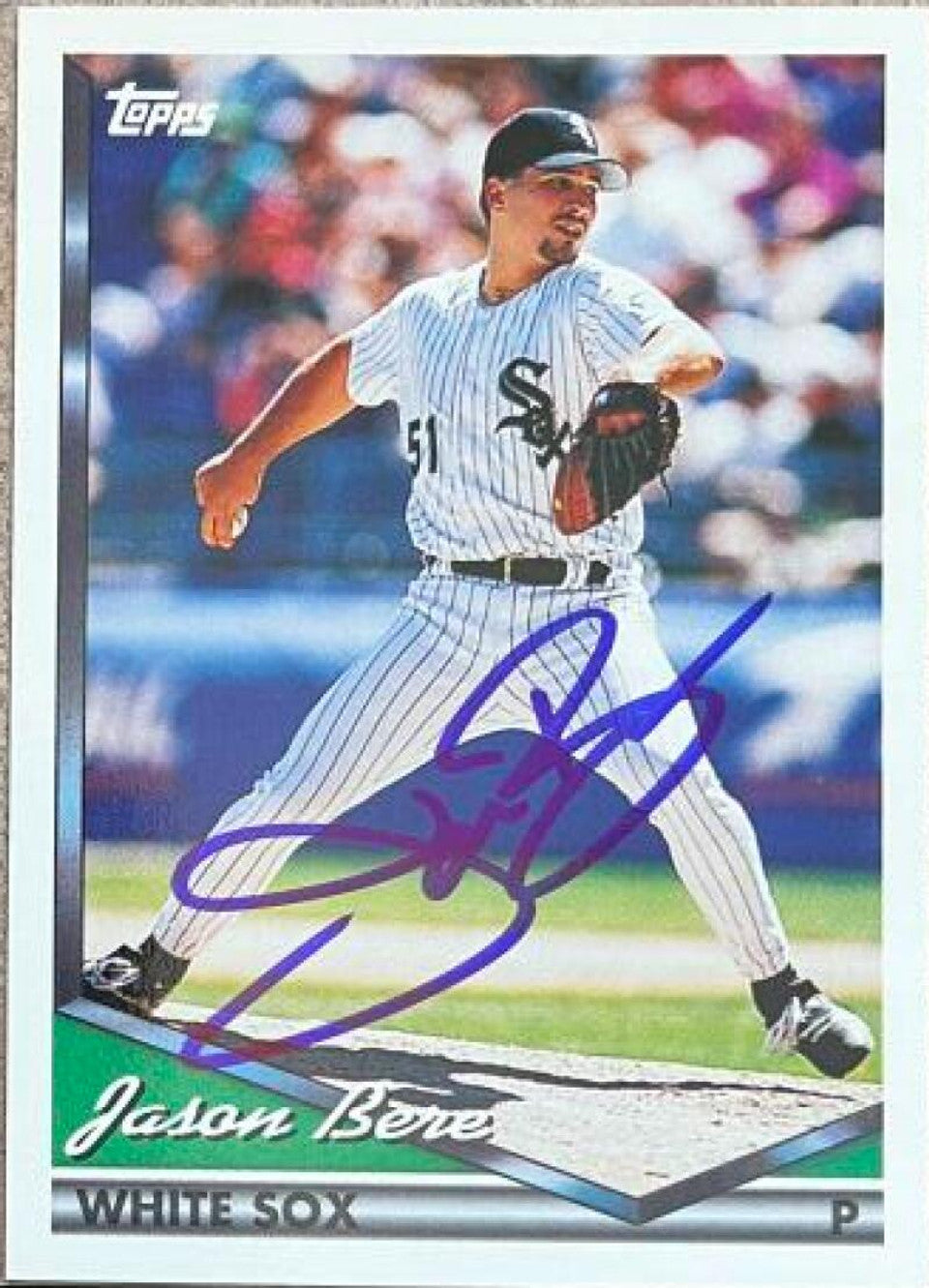 ジェイソン・ベア サイン入り 1994 Topps ベースボールカード - シカゴ ホワイトソックス