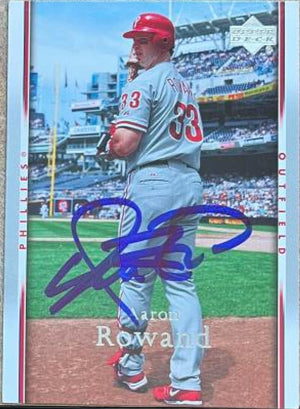 Aaron Rowand Signed 2007 Upper Deck Baseball Card - Philadelphia Phillies