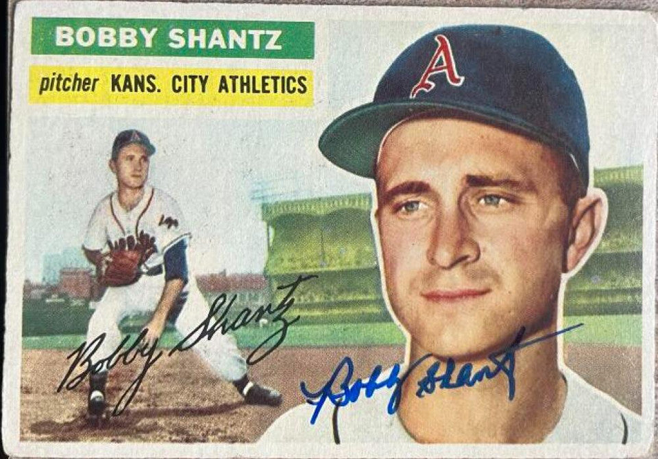 Bobby Shantz Signed 1956 Topps Baseball Card - Kansas City Athletics