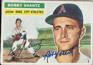 ボビー・シャンツ サイン入り 1956 Topps ベースボールカード - カンザスシティ・アスレチックス