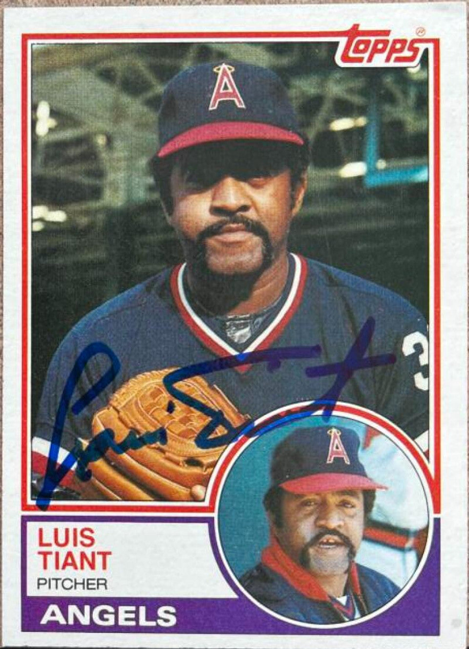 Luis Tiant Signed 1983 Topps Baseball Card - California Angels #178