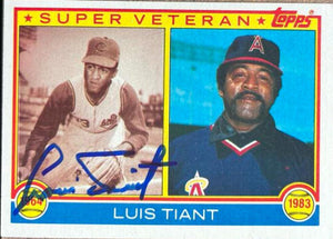 Luis Tiant Signed 1983 Topps Baseball Card - California Angels #179