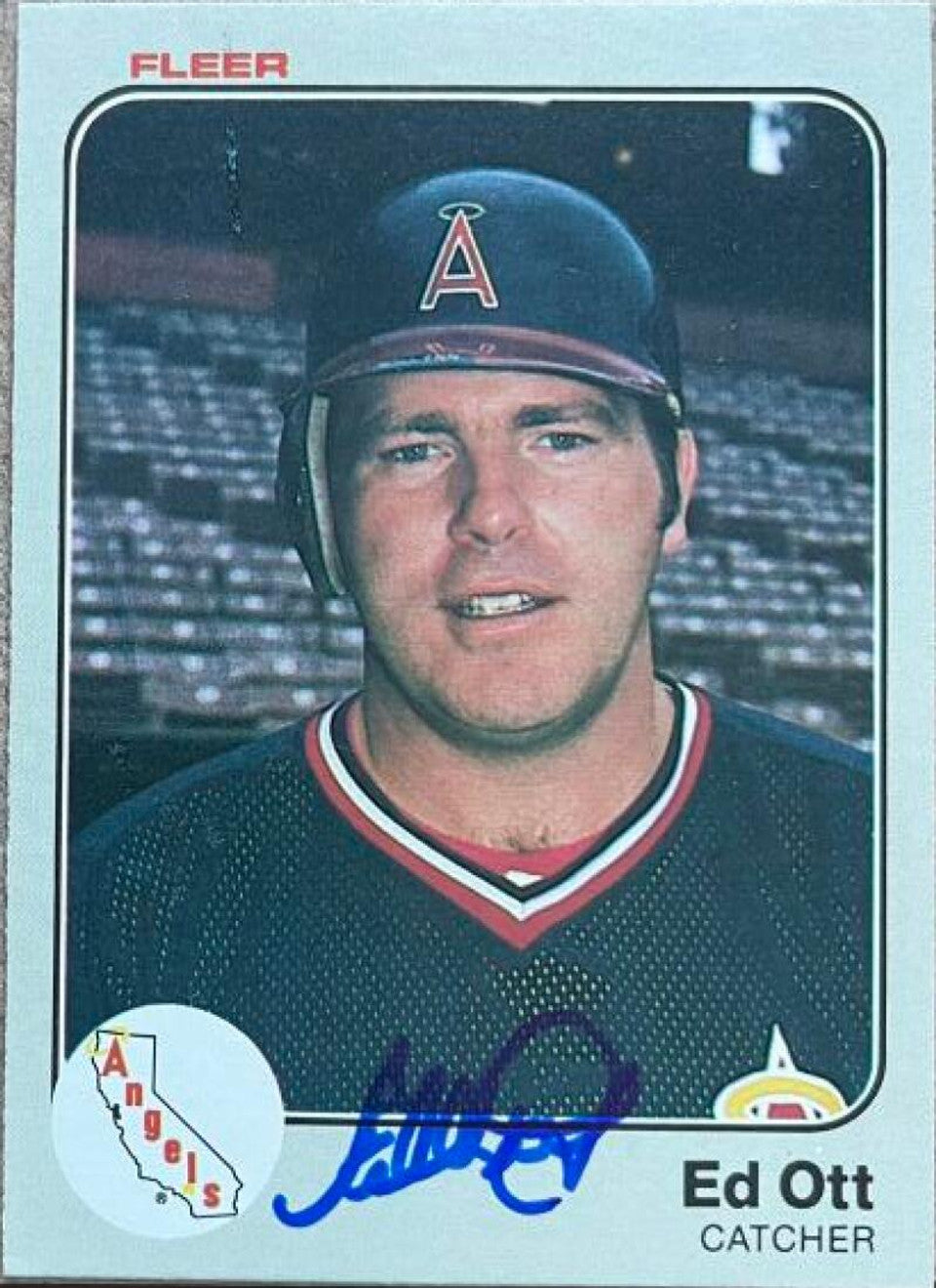 Ed Ott Signed 1983 Fleer Baseball Card - California Angels