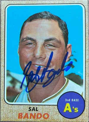 Sal Bando Signed 1968 Topps Baseball Card - Oakland A's