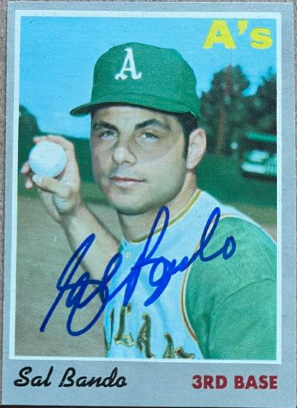 Sal Bando Signed 1970 Topps Baseball Card - Oakland A's